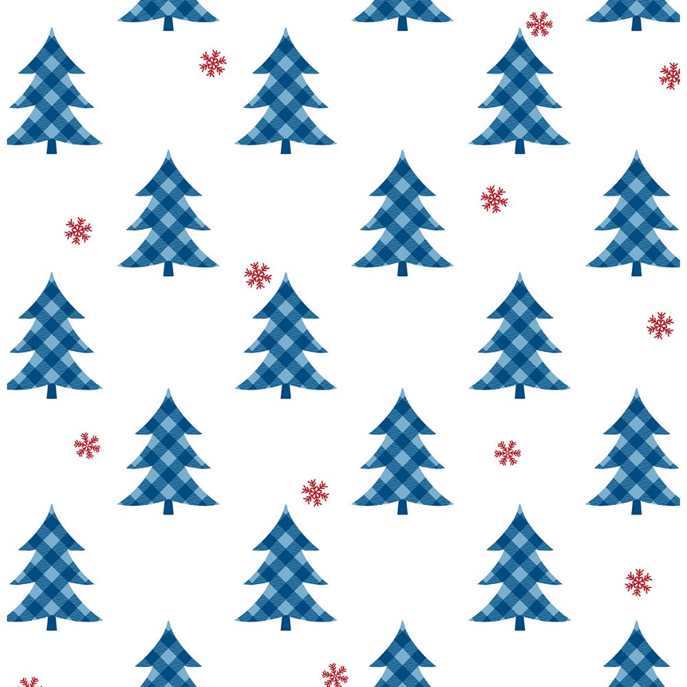 NextWall NW41102 Plaid Pines Wallpaper in Persian Blue & Red